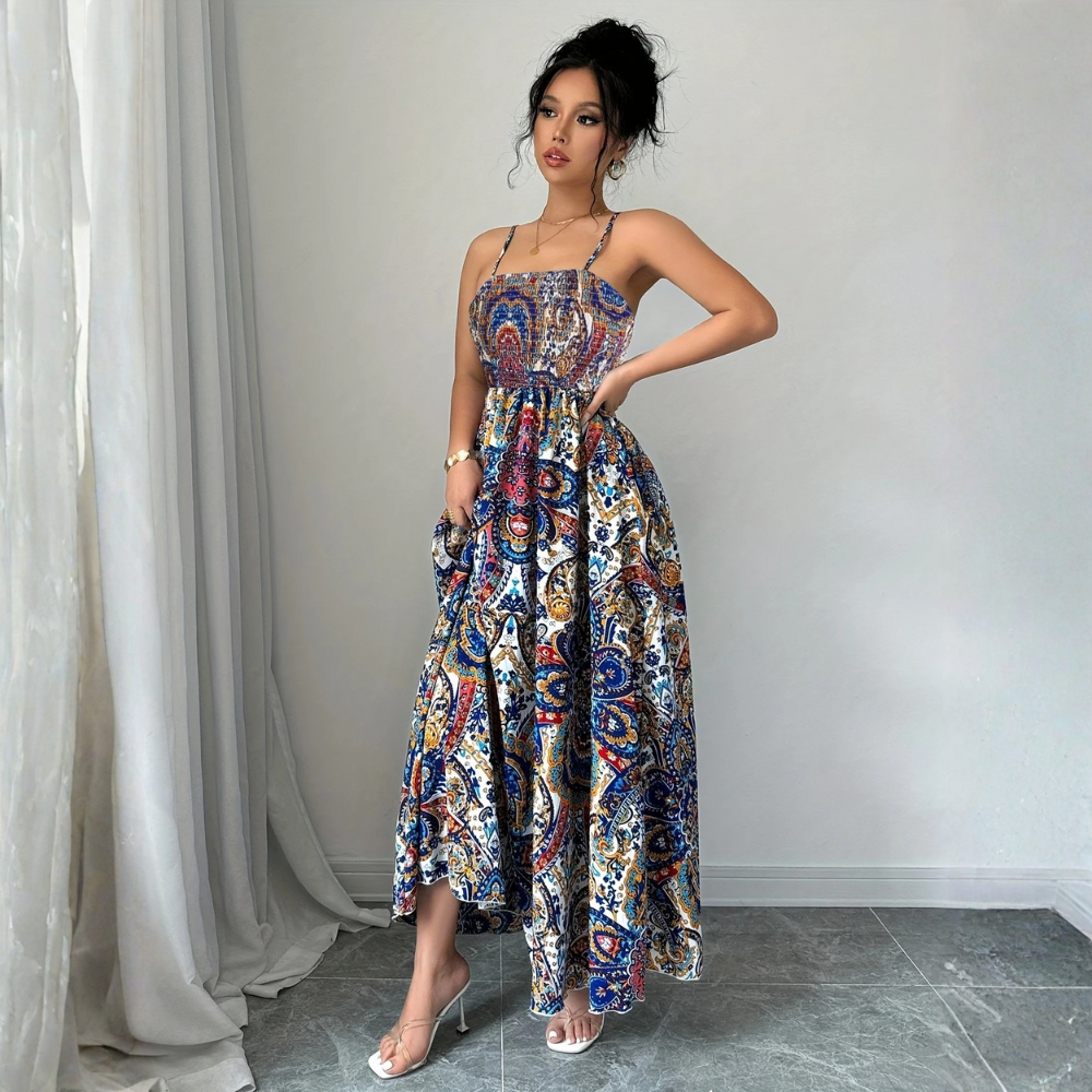 Ethnic Paisley Sleeveless Resort Dress
