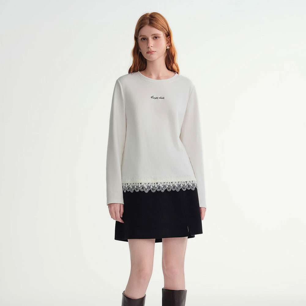 Letter Embroidered Long-Sleeve T-shirt