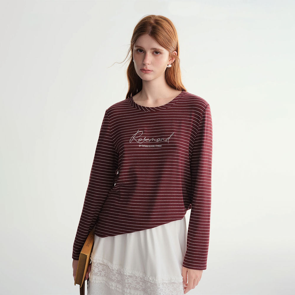 Letter Embroidered Long-Sleeve T-shirt