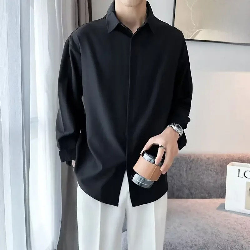 Square Collar Long-Sleeve Shirt