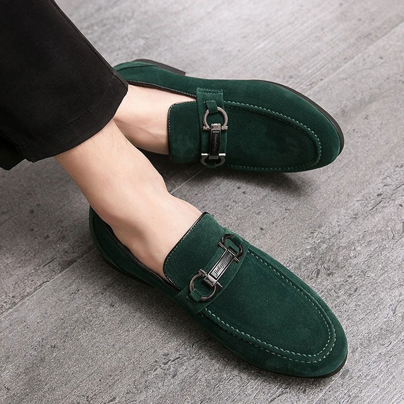 Green Suede Men’s Slip-On Loafers