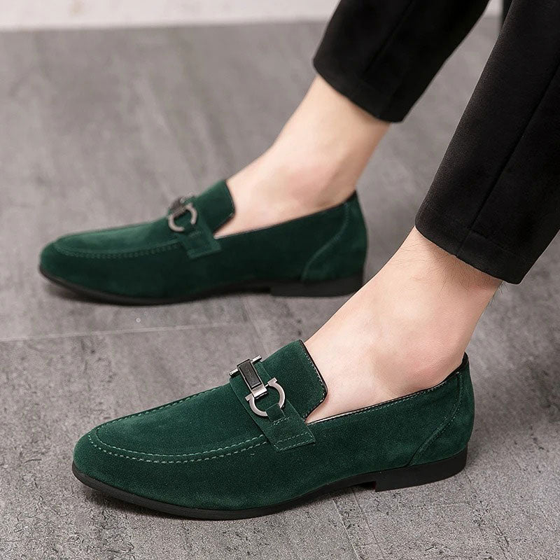 Green Suede Men’s Slip-On Loafers