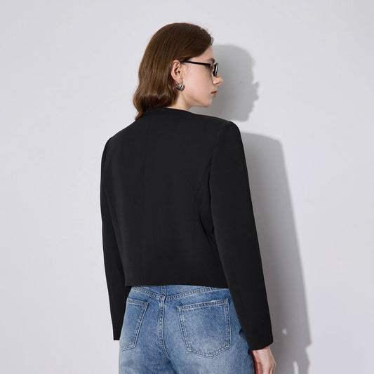 V-Neck Single-Breasted Short Blazer