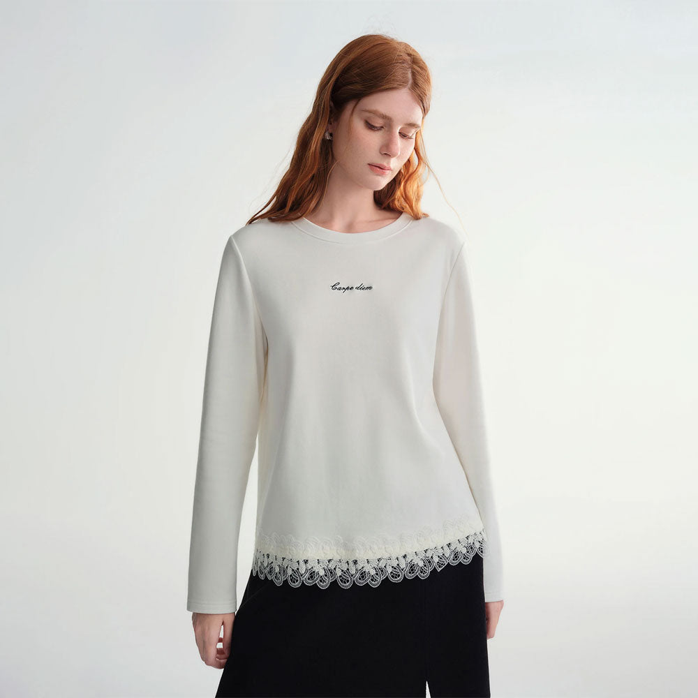 Letter Embroidered Long-Sleeve T-shirt