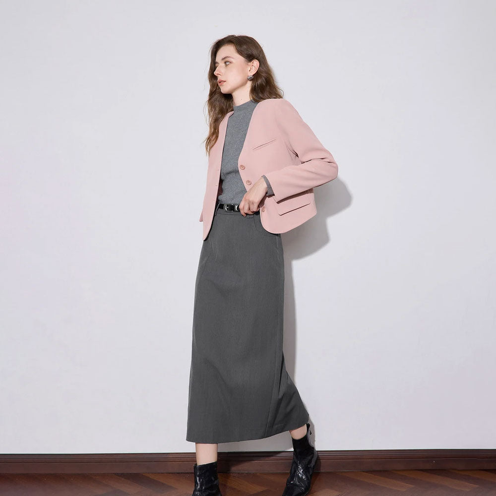 V-Neck Single-Breasted Short Blazer
