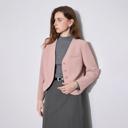 V-Neck Single-Breasted Short Blazer