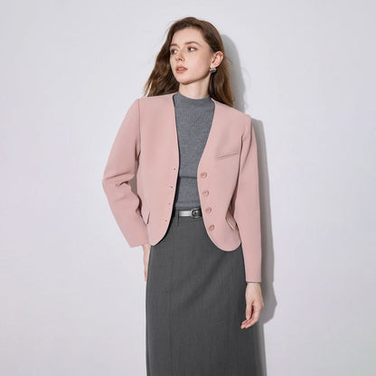 V-Neck Single-Breasted Short Blazer